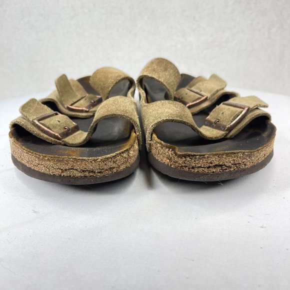 BIRKENSTOCK Mens Arizona 53 (US 18-20) Suede Brown Slide Sandals Cork Soles - Picture 3 of 10